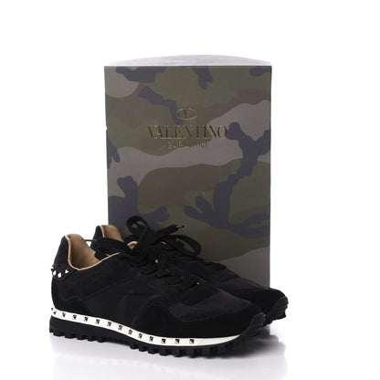Valentino Garavani Suede Nylon Camouflage Womens Soul Rockstud Sneakers 38 Black 11 of 11