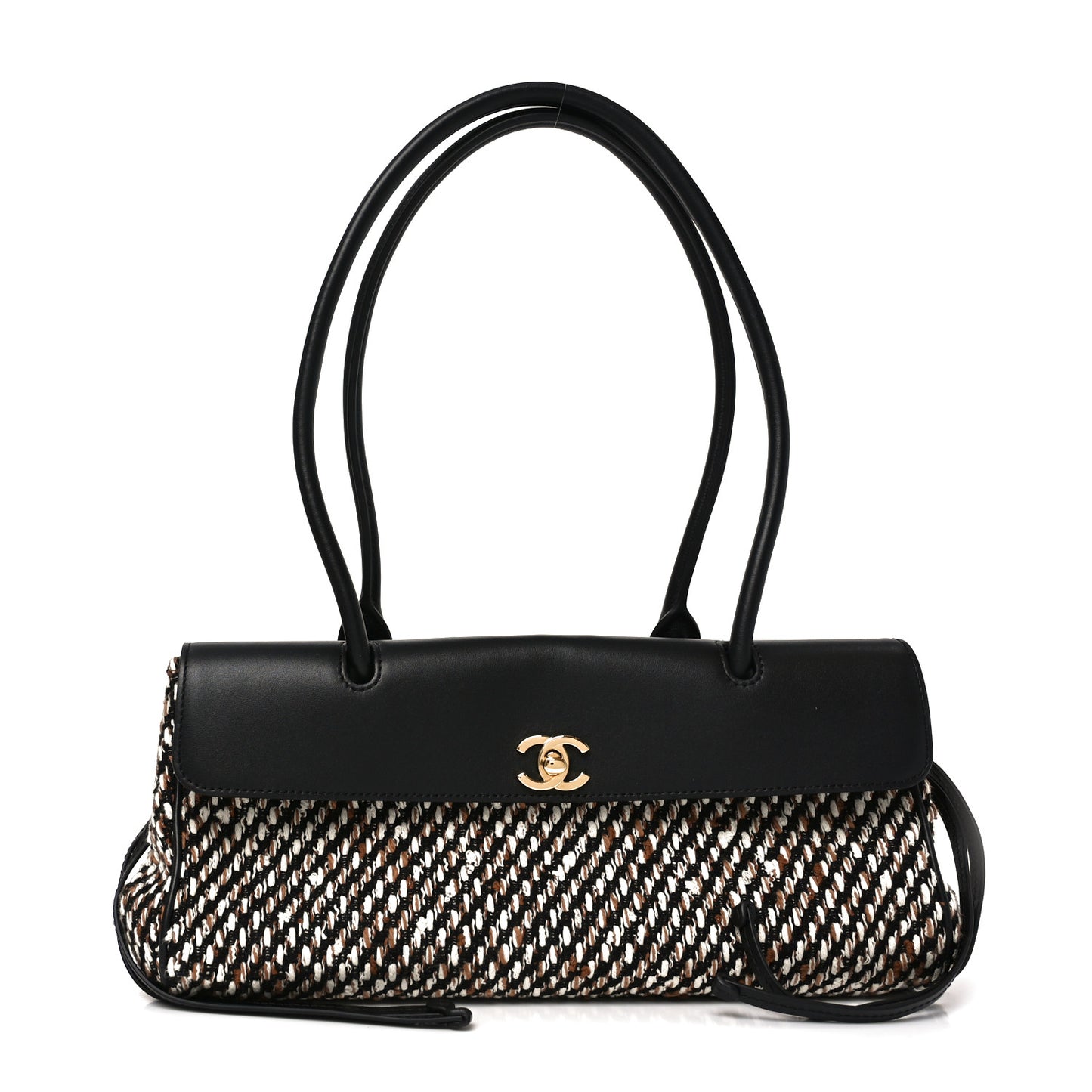 Tweed Calfskin Urban Essentials Small Shopping Bag Black Multicolor