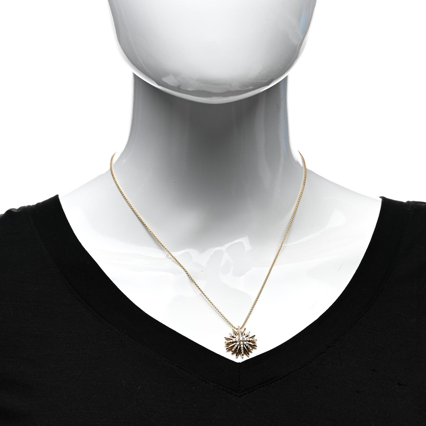 18K Yellow Gold Diamond Starburst Pendant Necklace