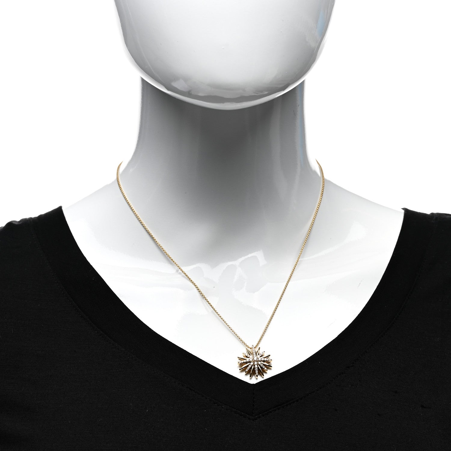 David Yurman 18K Yellow Gold Diamond Starburst Pendant Necklace 2 of 4