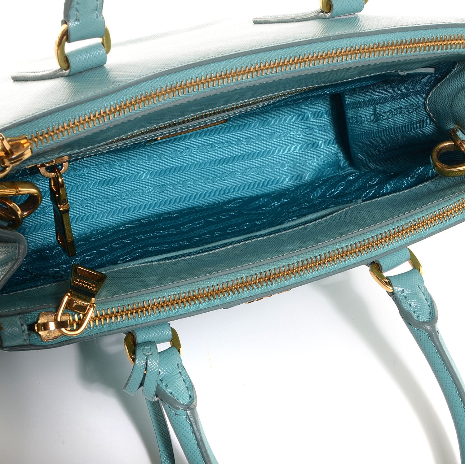 Prada Saffiano Lux Mini Galleria Double Zip Tote Anice 6 of 10