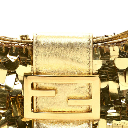 Fendi Sequin Paillettes Mini Half Moon Baguette Gold 6 of 8
