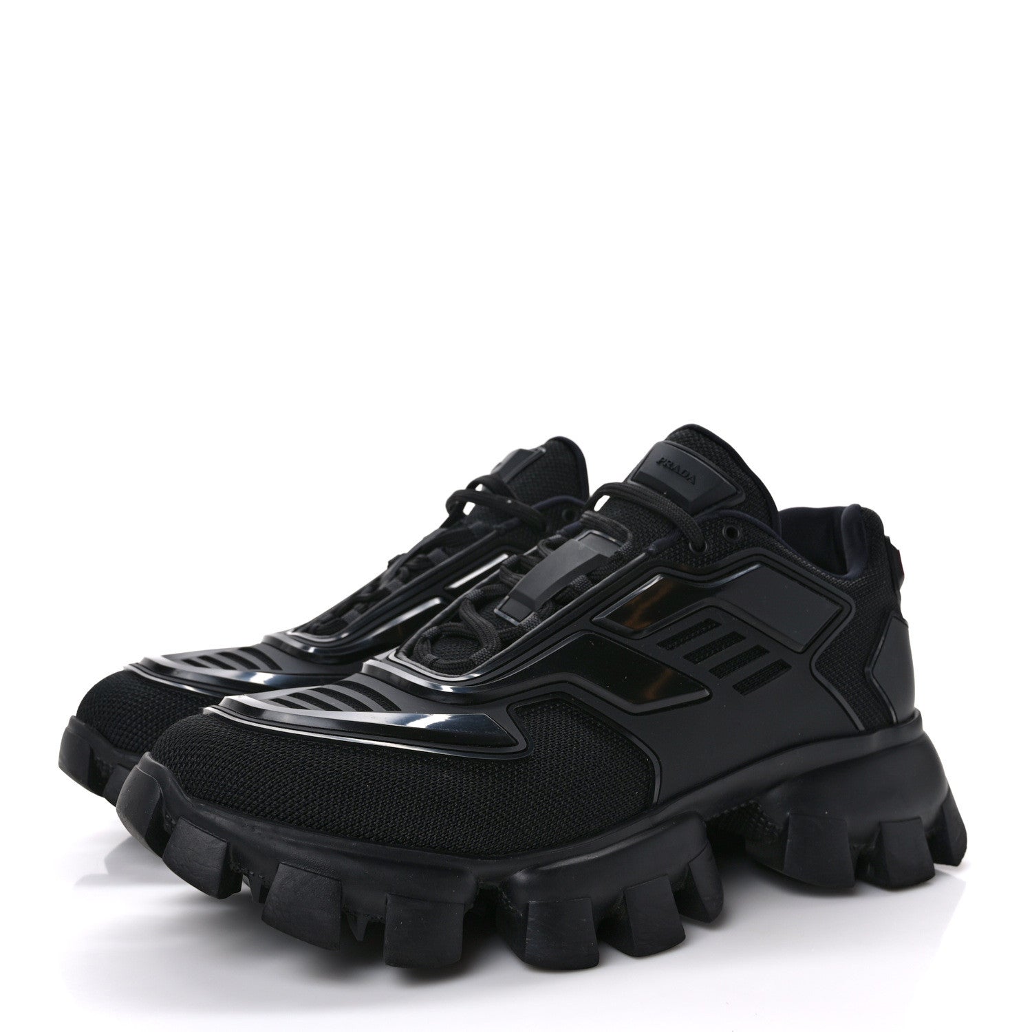 Prada Rubber Knit Fabric Mens Cloudbust Thunder Sneakers 10 Black 3 of 9