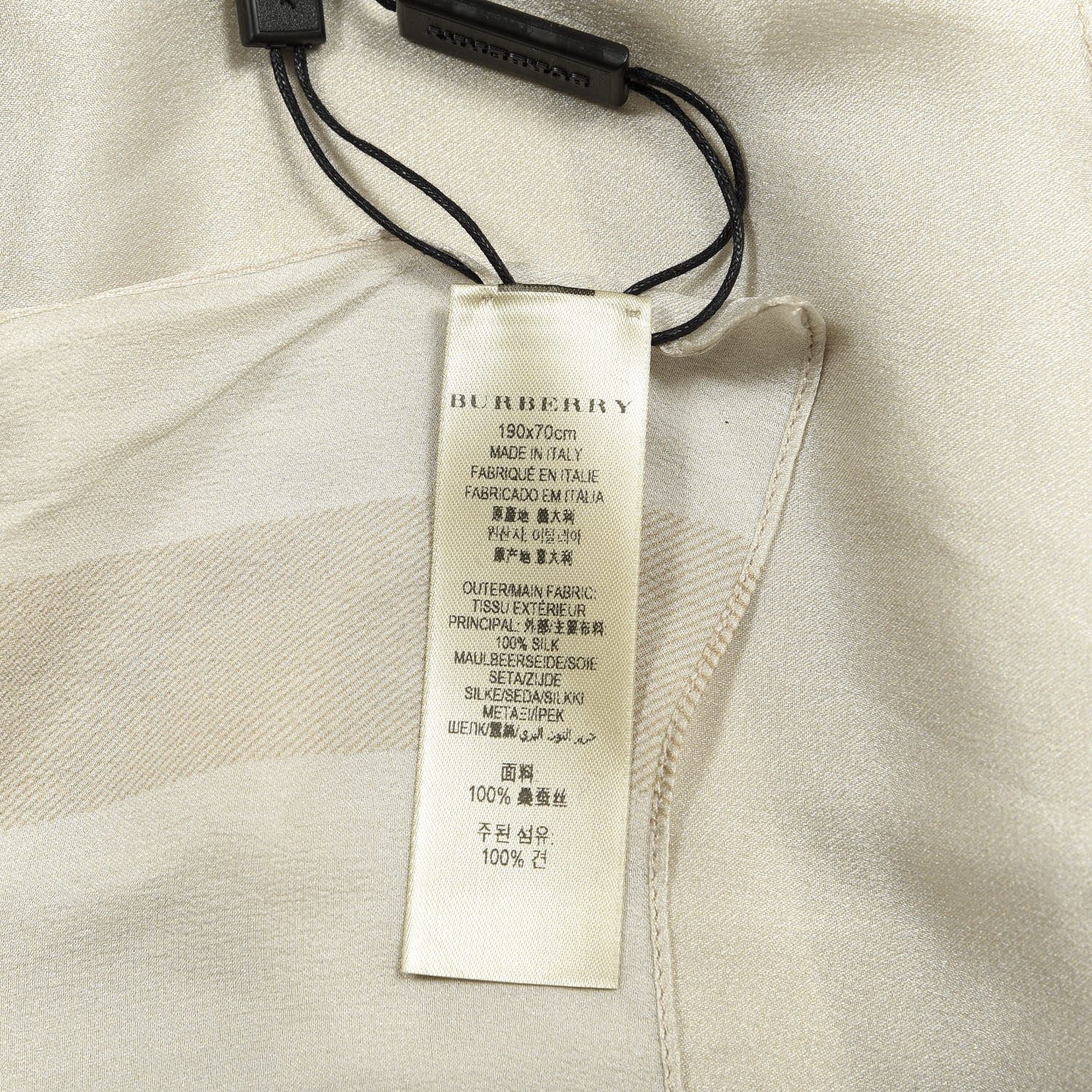 Burberry Satin Silk Mega Check Scarf Natural White 3 of 3