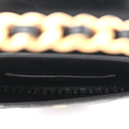 Chanel Patent Calfskin Quilted Chain Hoop Bag Black 5 of 10