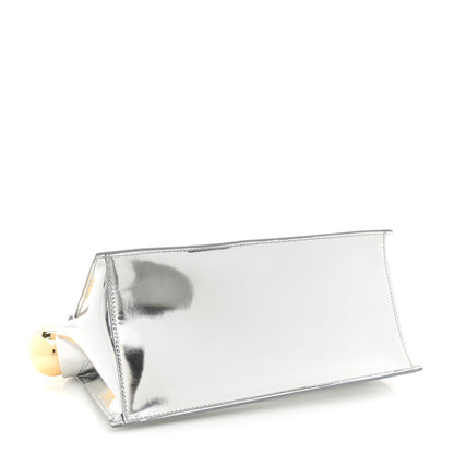 Jacquemus Metallic Patent Calfskin La Pochette Rond Carre Silver 4 of 12