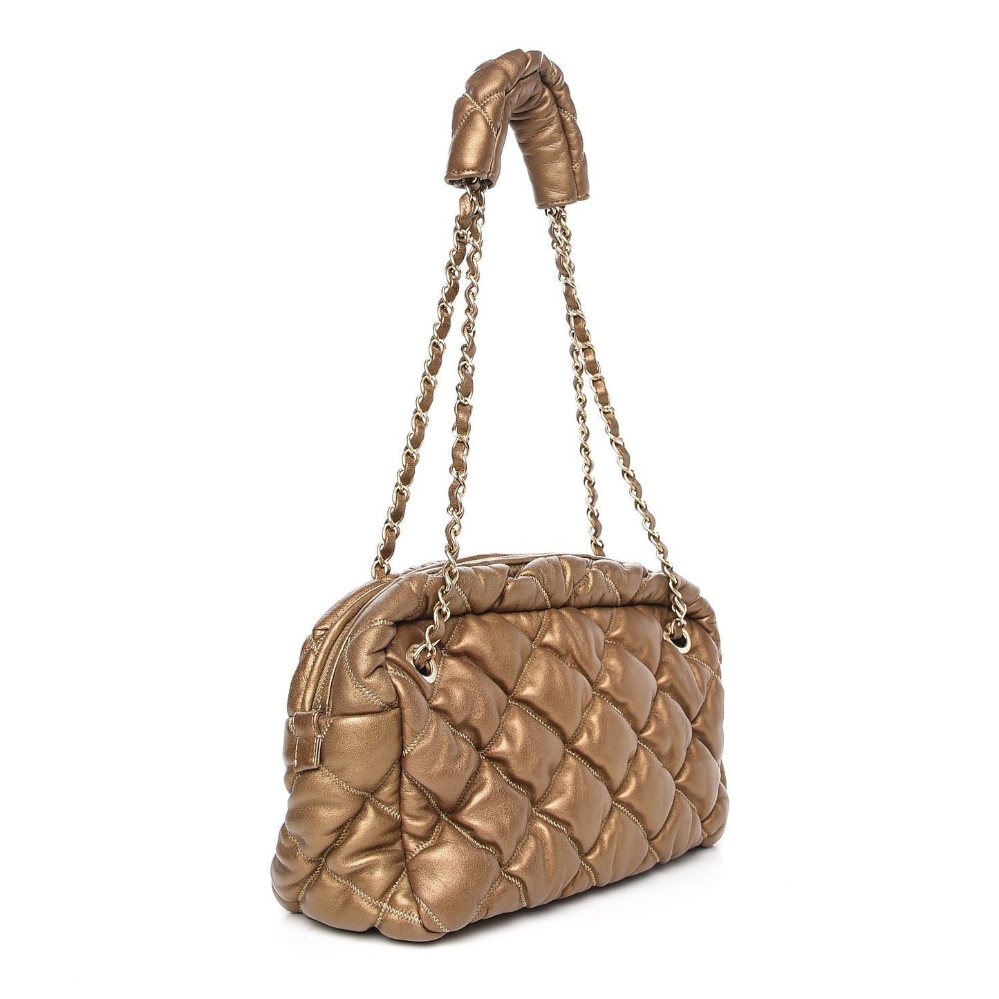 Metallic Lambskin Bubble Quilt Camera Case Bronze