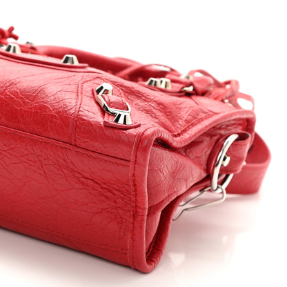 Balenciaga Agneau Classic Silver Hardware Mini City Logo Strap Red Black 8 of 8