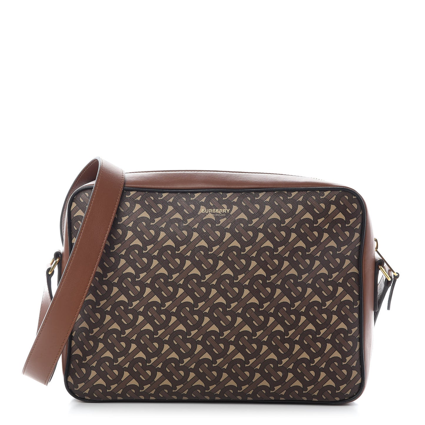 E-Canvas Monogram Calfskin Knight Messenger Bag Bridle Brown