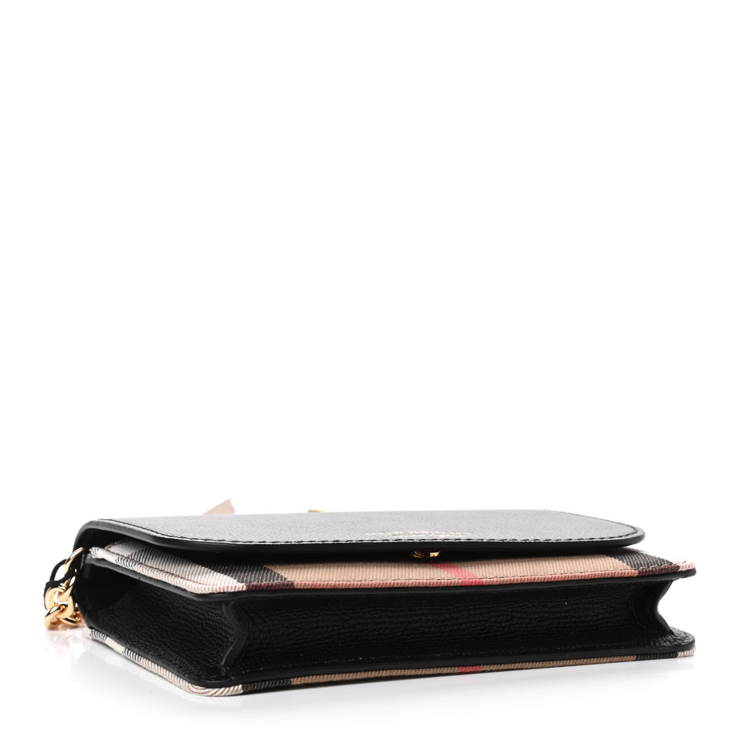 Burberry Derby Calfskin House Check Wallet On Chain Black 3 of 4