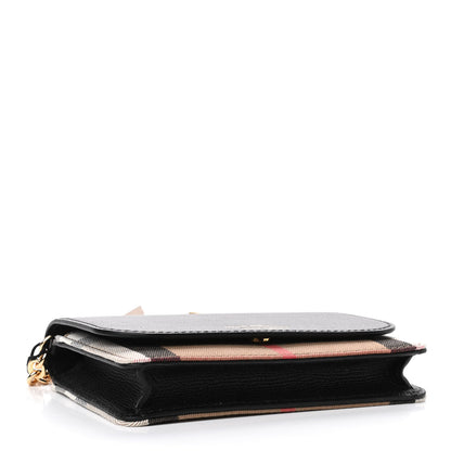 Burberry Derby Calfskin House Check Wallet On Chain Black 3 of 4