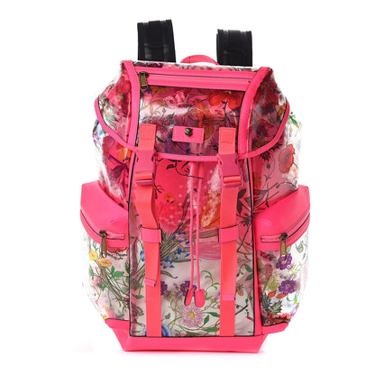 Gucci PVC Floral Double Buckle Backpack Fuchsia 1 of 8