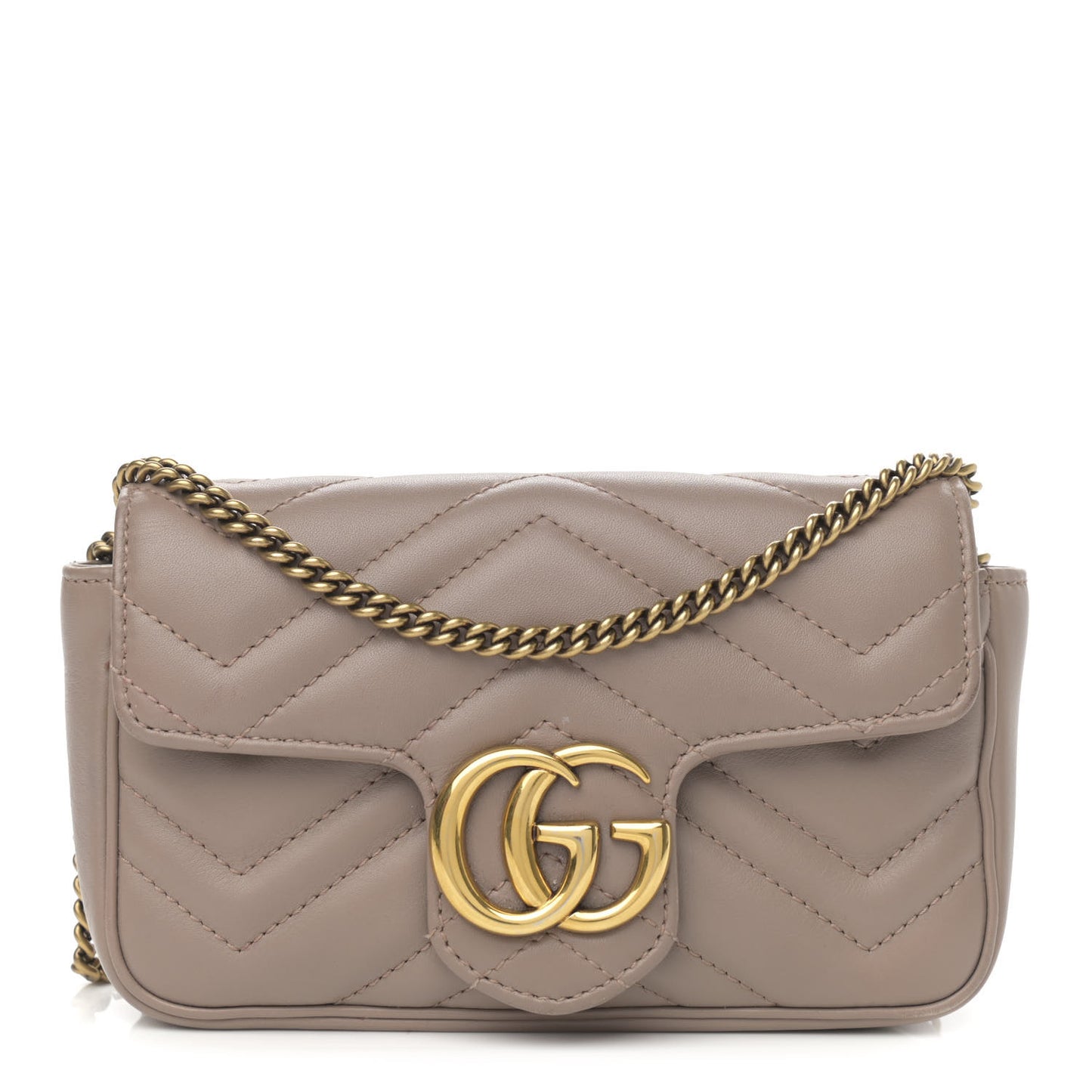 Calfskin Matelasse Super Mini GG Marmont Shoulder Bag Porcelain Rose