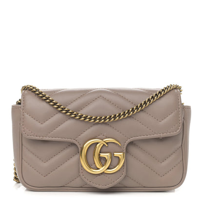 Gucci Calfskin Matelasse Super Mini GG Marmont Shoulder Bag Porcelain Rose 1 of 14