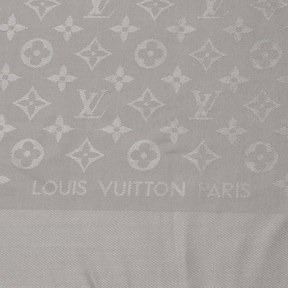 Louis Vuitton Wool Silk Monogram Shawl Greige 3 of 4