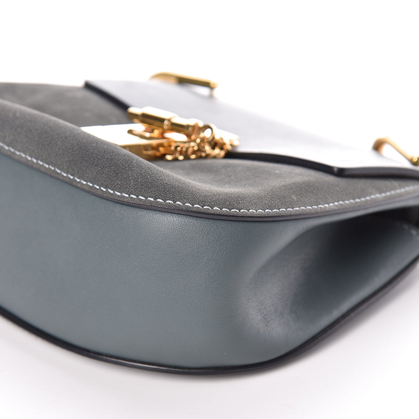 Suede Smooth Calfskin Mini Drew Shoulder Bag Cloudy Blue
