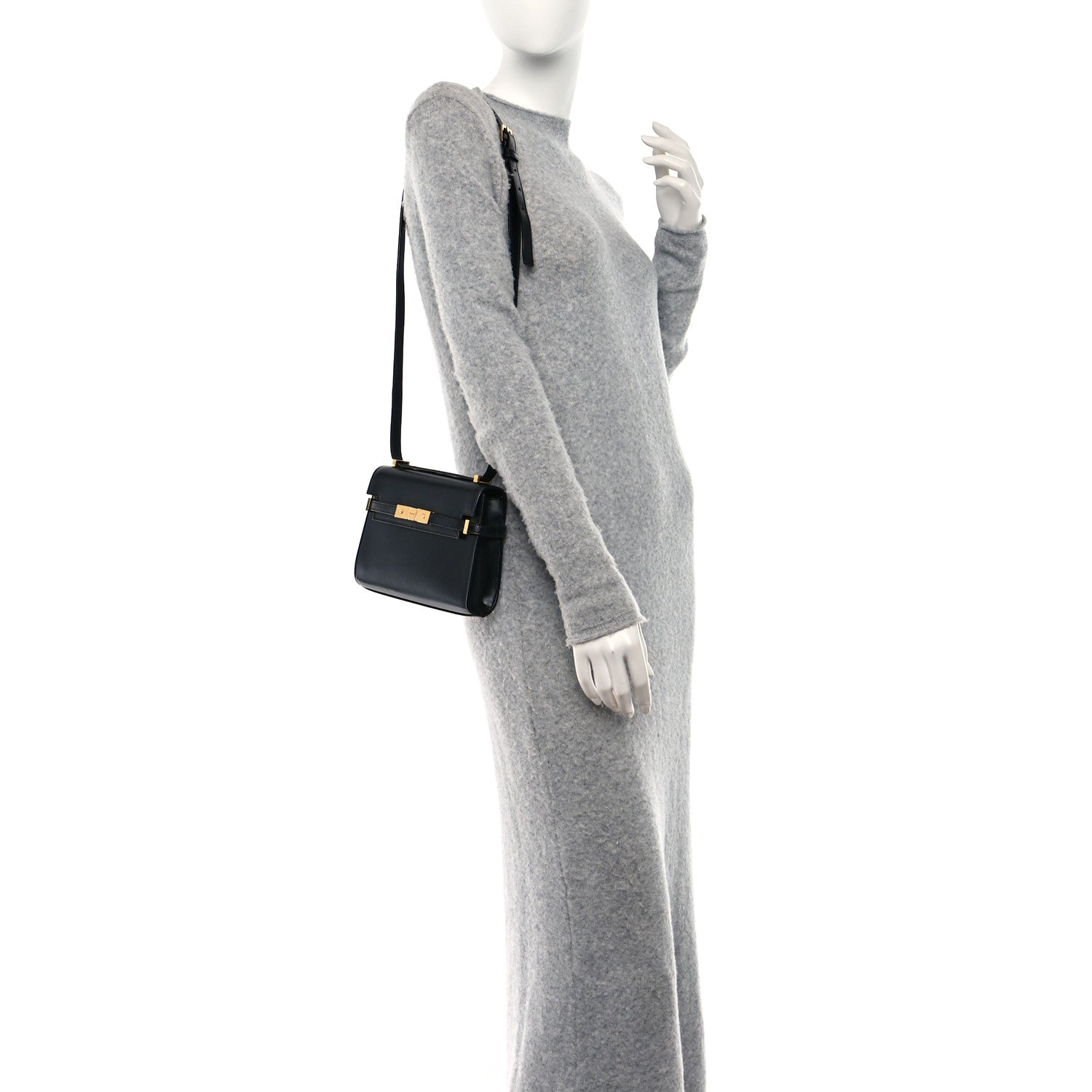 Saint Laurent Smooth Calfskin Mini Manhattan Shoulder Bag Black 2 of 8