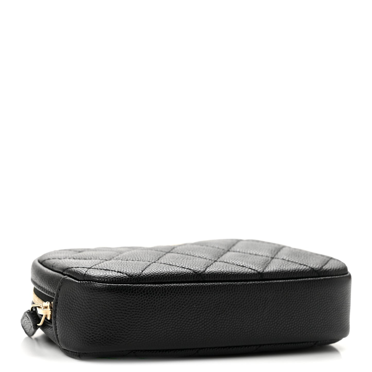 Caviar Quilted Small Curvy Pouch Cosmetic Case Black