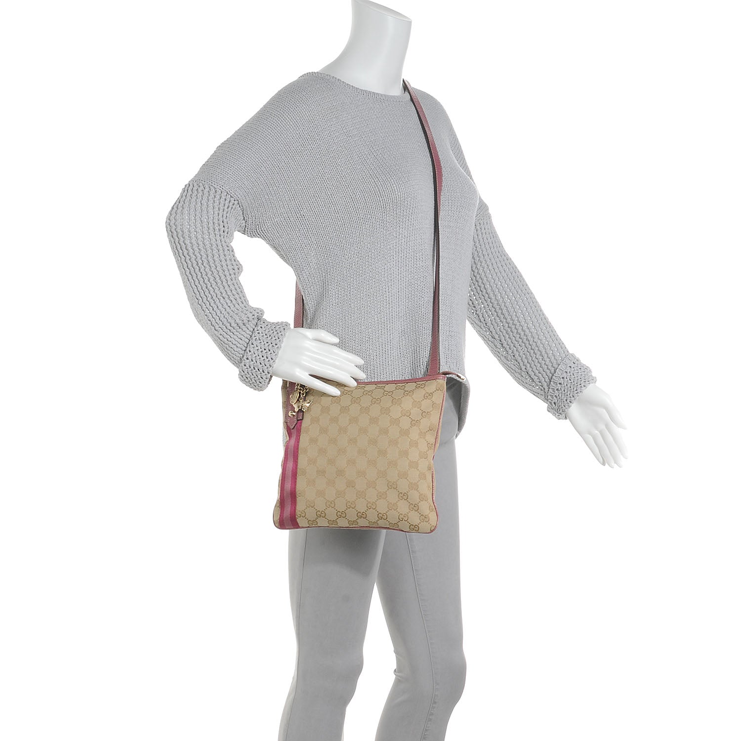 Gucci Monogram Web Jolicoeur Charms Messenger Pink Ebony 2 of 7