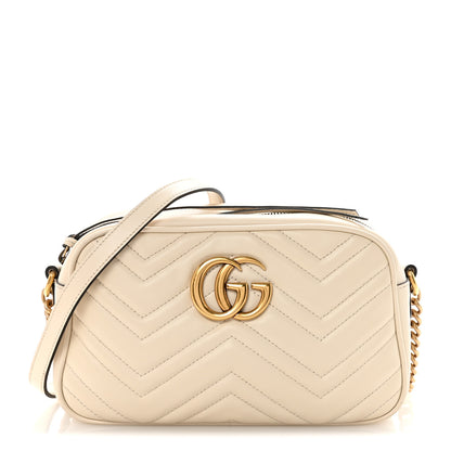 Gucci Calfskin Matelasse Small GG Marmont Chain Shoulder Bag White 1 of 10