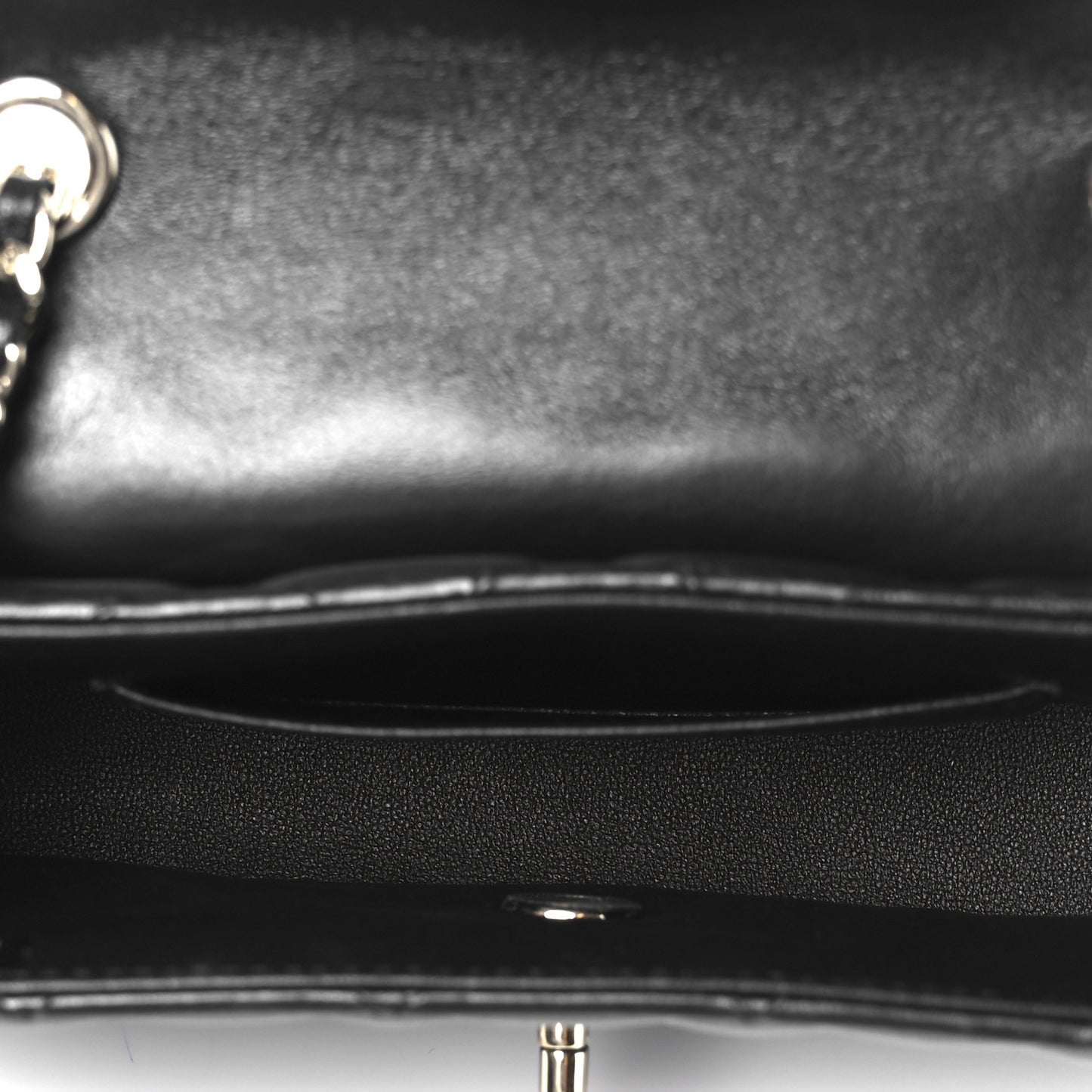 Lambskin Quilted Rectangular Phone Holder Clutch With Chain Black