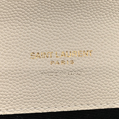 Saint Laurent Grain De Poudre Matelasse Chevron Monogram Envelope Clutch Blanc Vintage 6 of 9