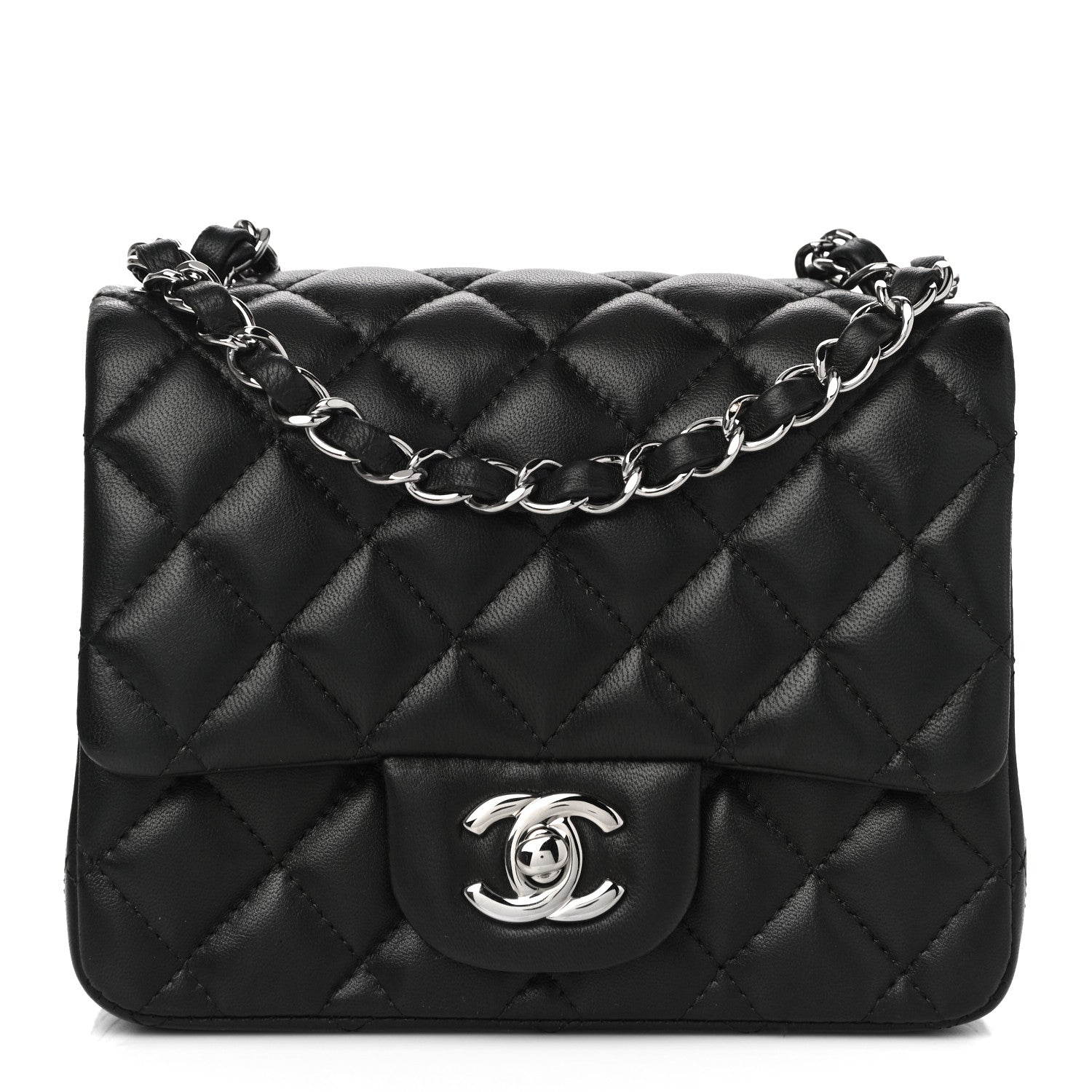 Chanel Lambskin Quilted Mini Square Flap Black 1 of 10