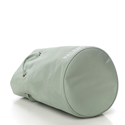 Balenciaga Recycled Sport Nylon Logo Embroidered Wheel Drawstring Bucket Bag Light Green White 4 of 9