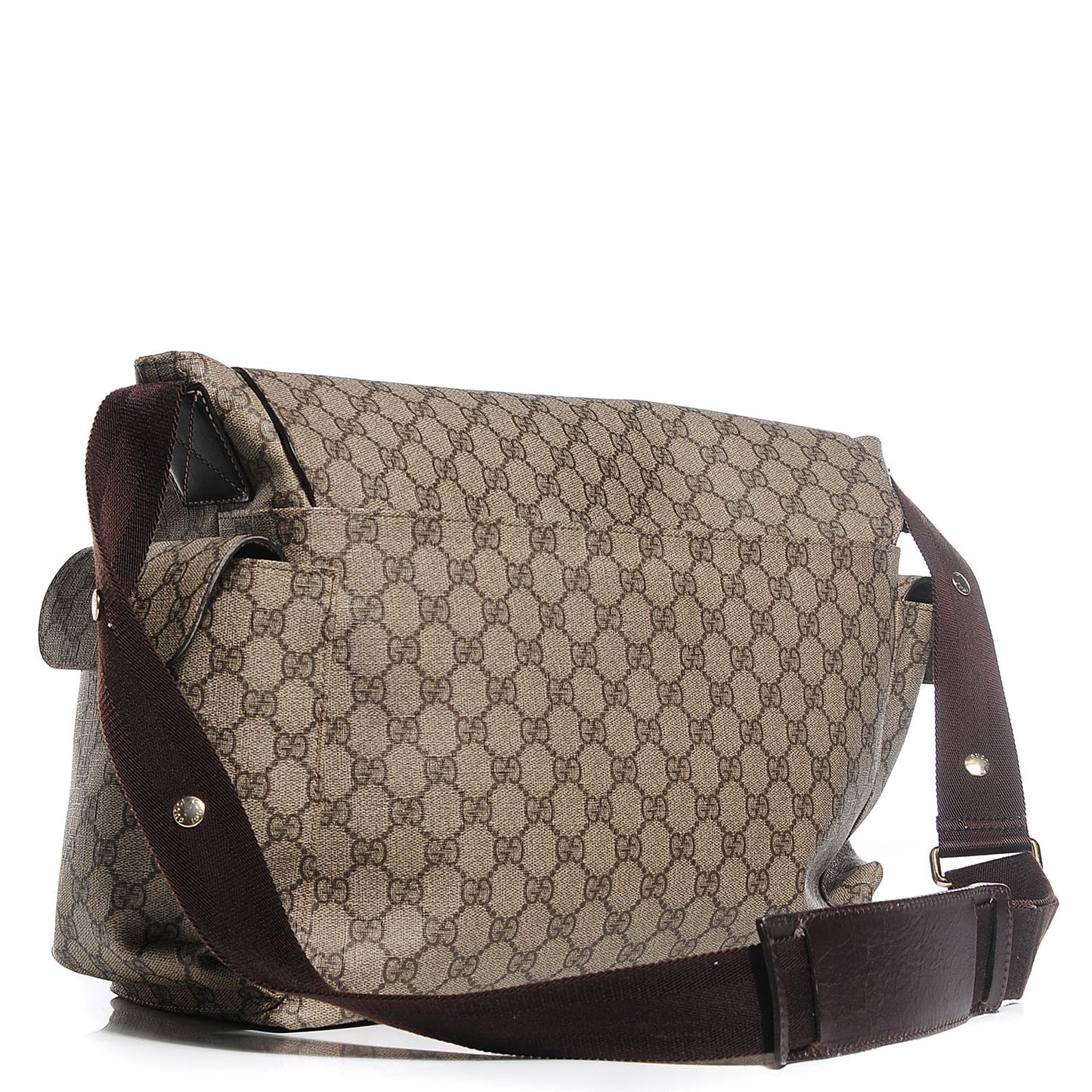 GG Plus Monogram Messenger Diaper Bag Dark Brown