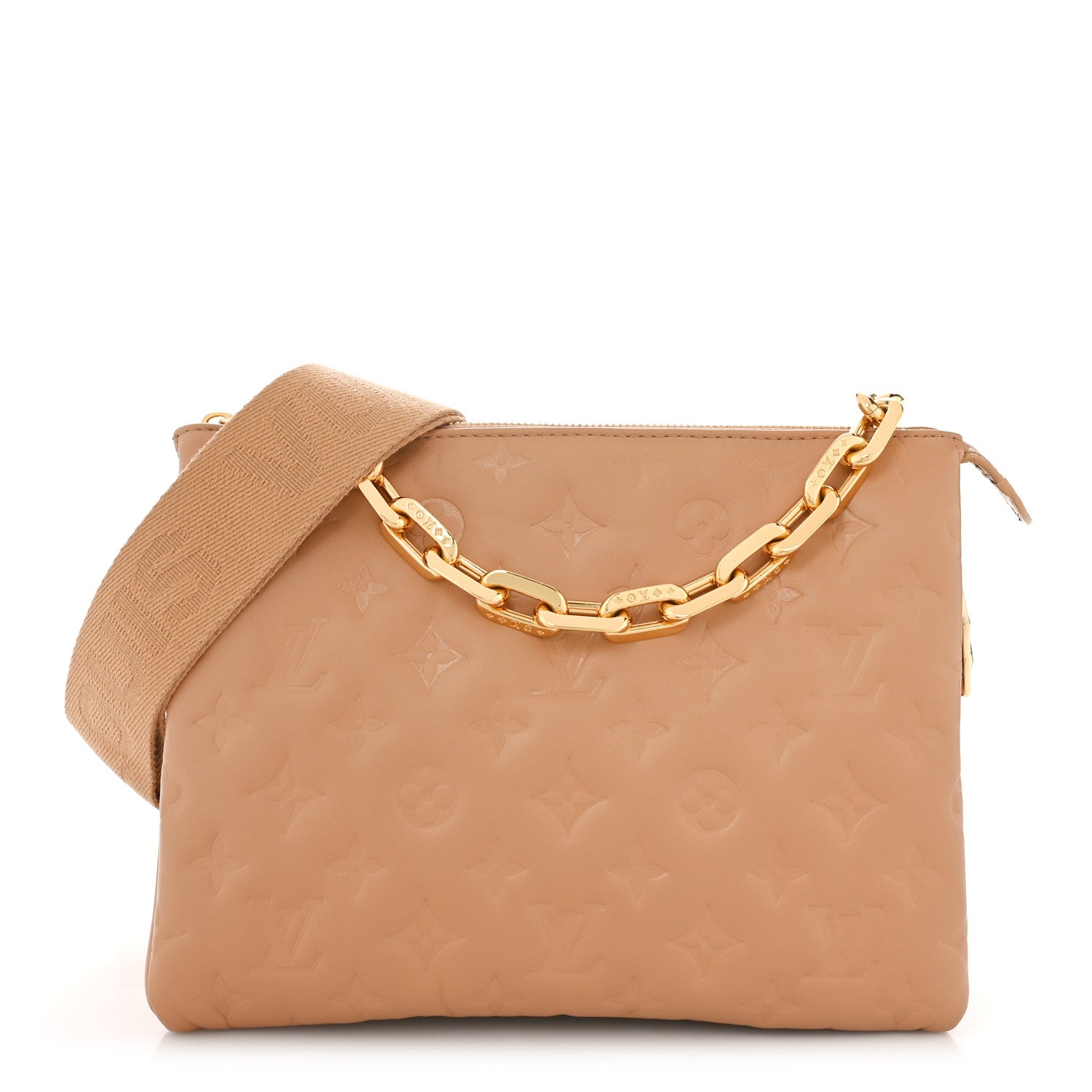 Louis Vuitton Lambskin Embossed Monogram Coussin PM Camel 1 of 8