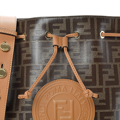 Fendi Glazed Fabric Vitello Grace F is Fendi FF 1974 Stamp Patch Grande Mon Tresor Bucket Bag Mogano Panna Nocciola 7 of 9