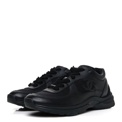 Chanel Lambskin Fabric CC Sneakers 36.5 Black 4 of 10