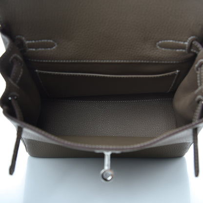 Hermes Taurillon Clemence Kelly Ado Backpack Etoupe 5 of 21