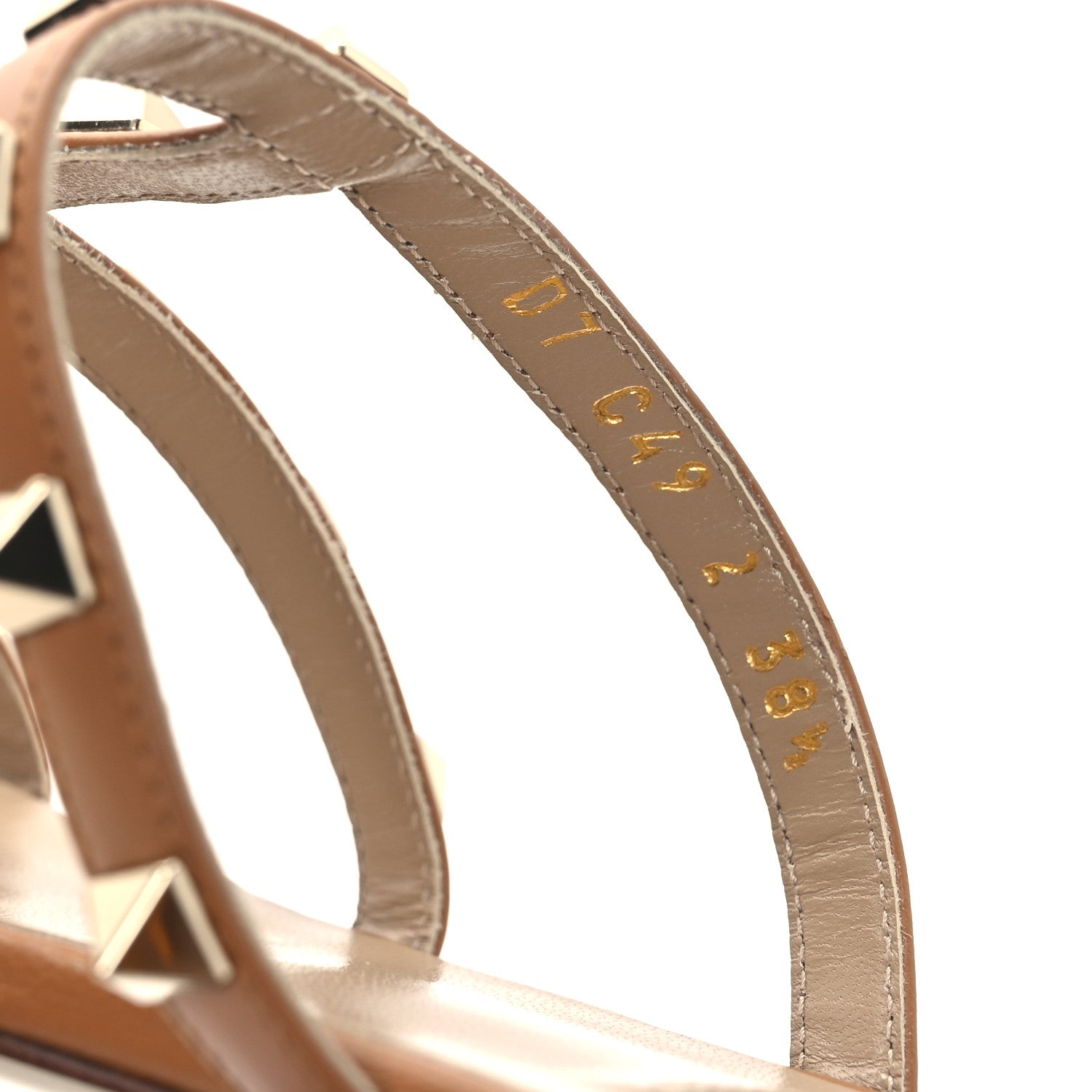 Valentino Garavani Nappa Rockstud Caged Flat Slide Sandals 38.5 Almond 10 of 11