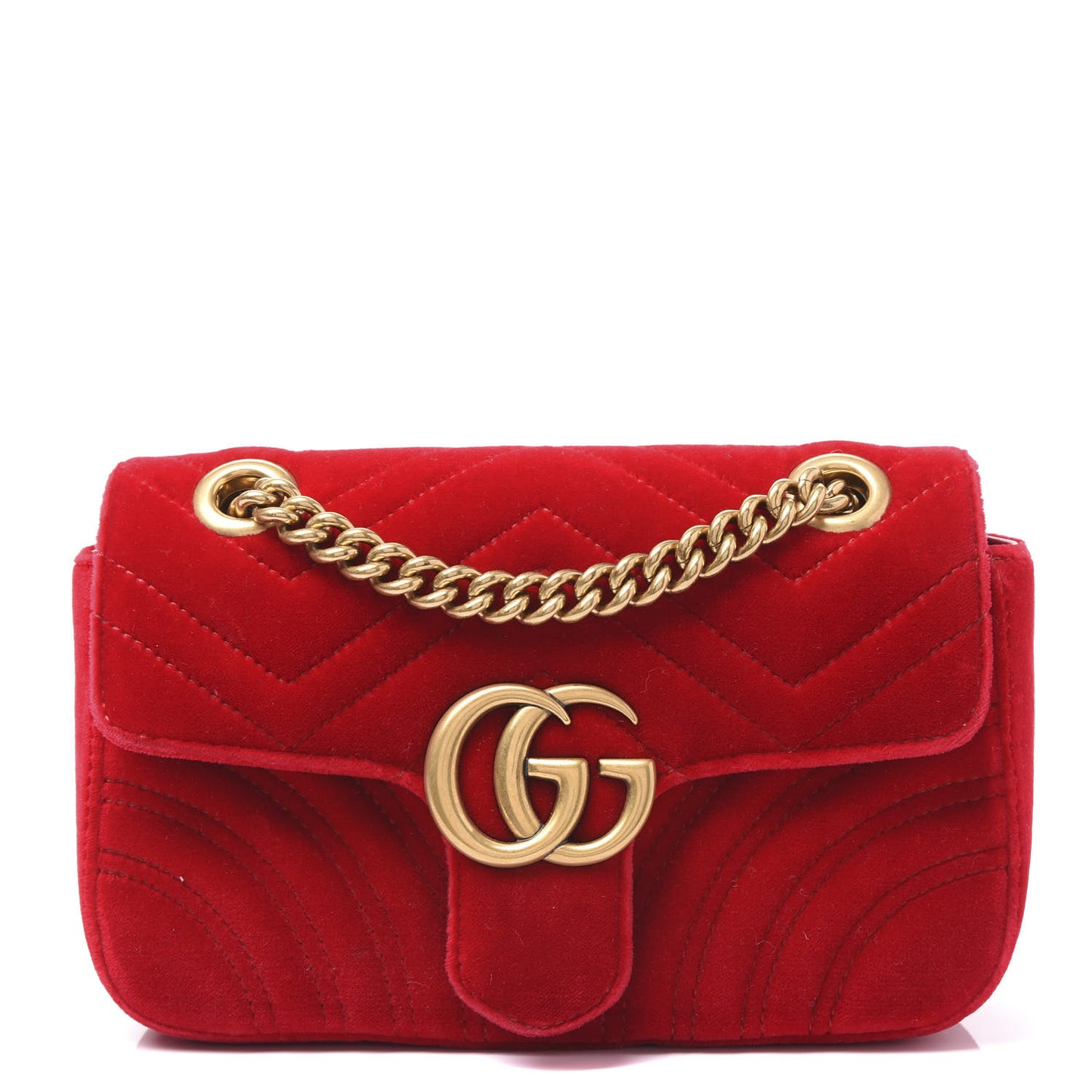 Velvet Matelasse Mini GG Marmont Shoulder Bag Hibiscus Red