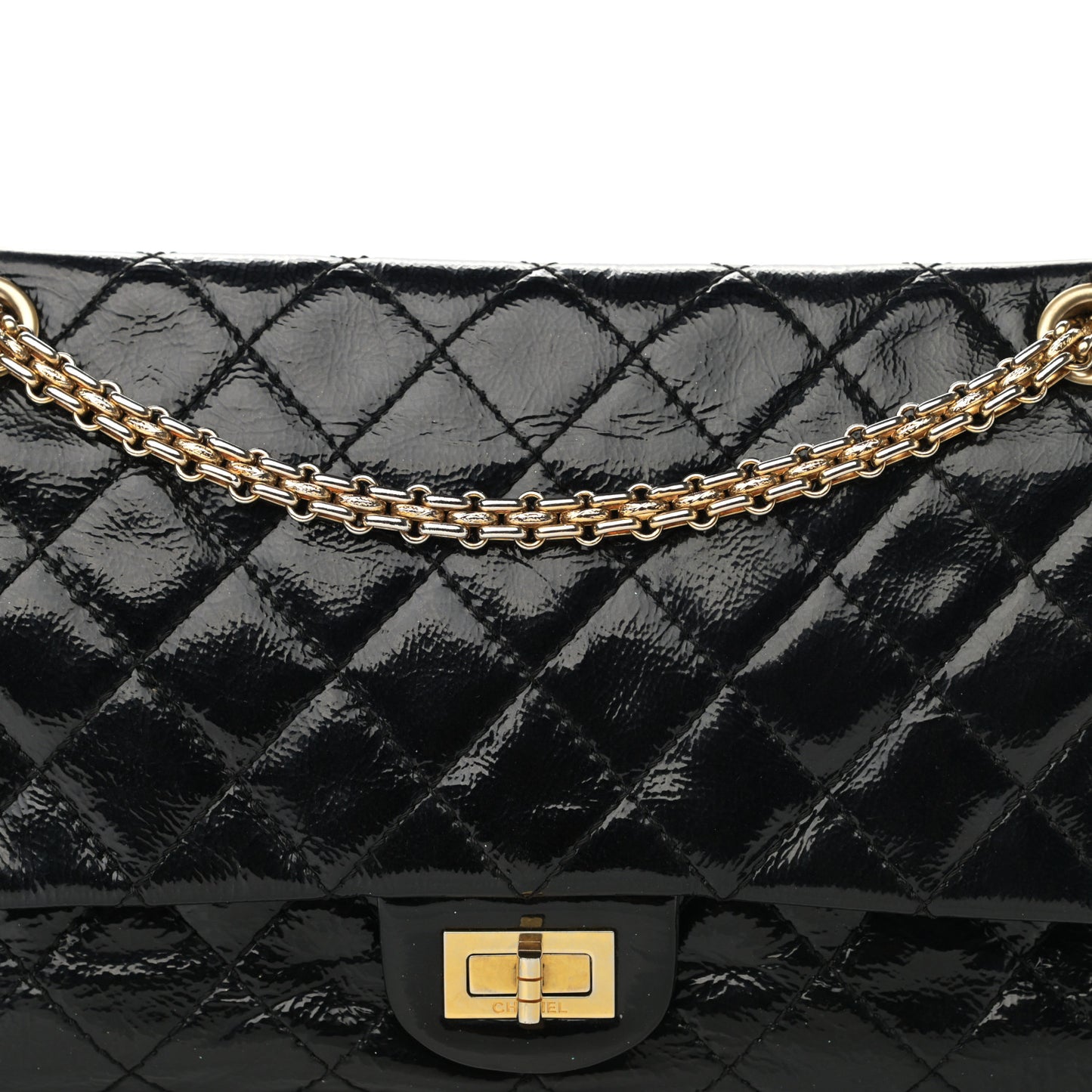 Distressed Patent Quilted 2.55 Reissue 226 Flap Black