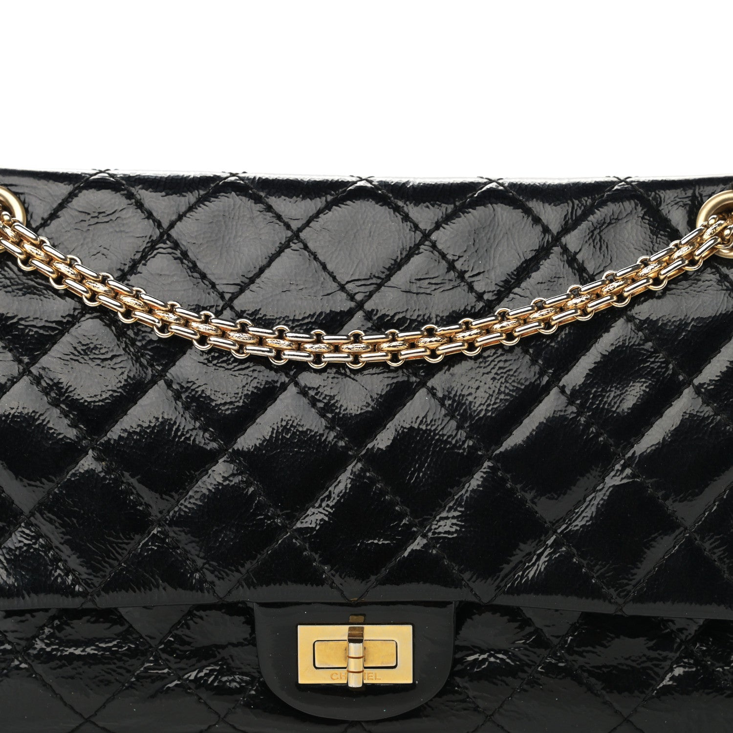 Chanel Distressed Patent Quilted 2.55 Reissue 226 Flap Black 7 of 11