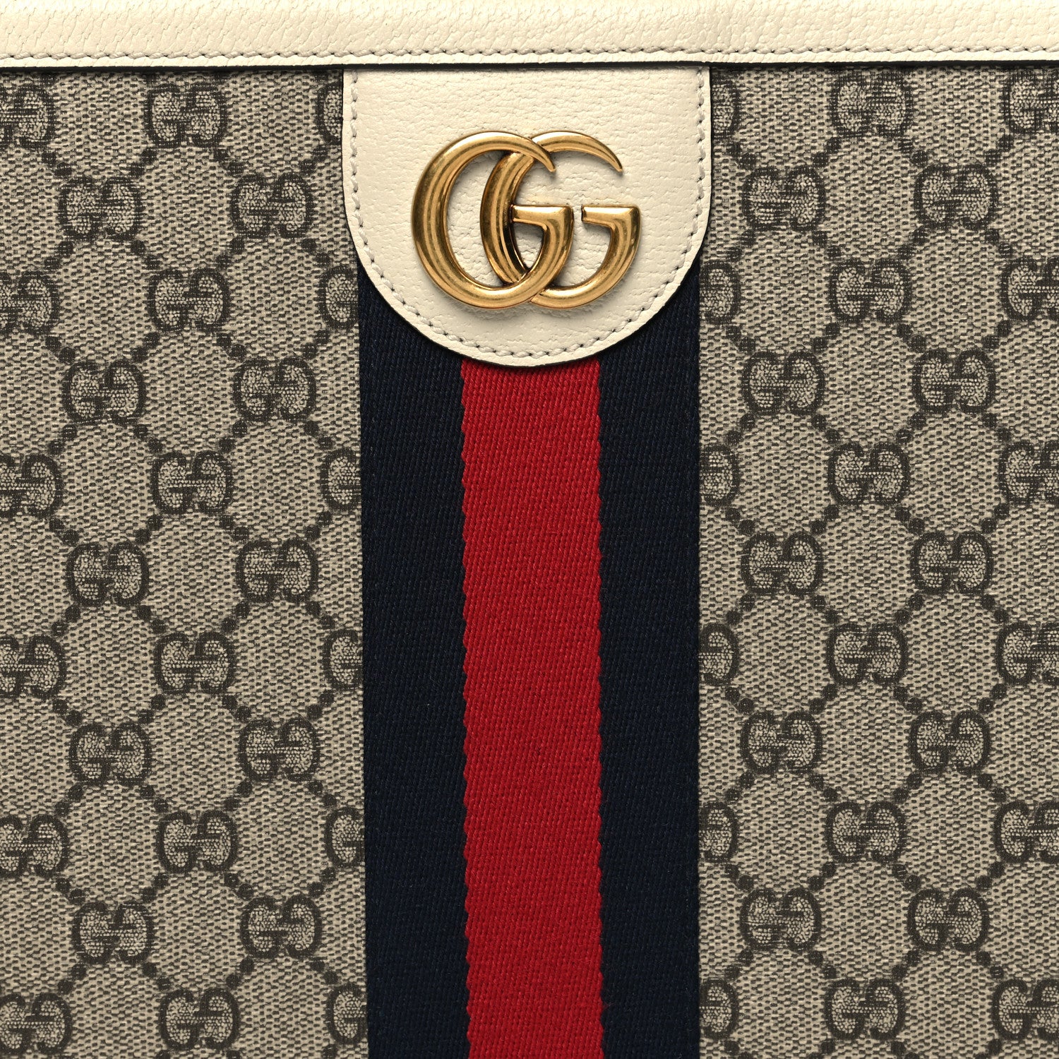 Gucci GG Supreme Monogram Web Ophidia Portfolio Pouch Beige Ebony Mystic White 8 of 10