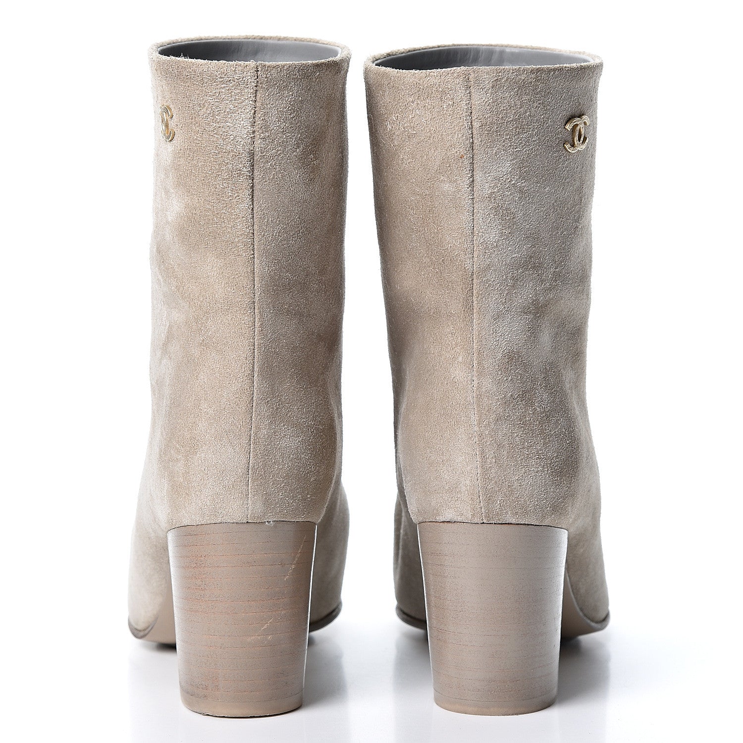 Chanel Suede Calfskin CC Short Boots 36.5 Beige 5 of 10