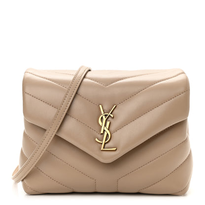 Saint Laurent Calfskin Y Quilted Monogram Toy Loulou Crossbody Bag Dark Beige 1 of 9