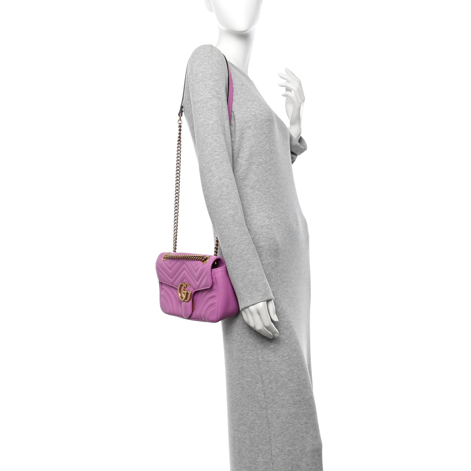 Gucci Calfskin Matelasse Small GG Marmont Shoulder Bag Candy Mousse 2 of 11