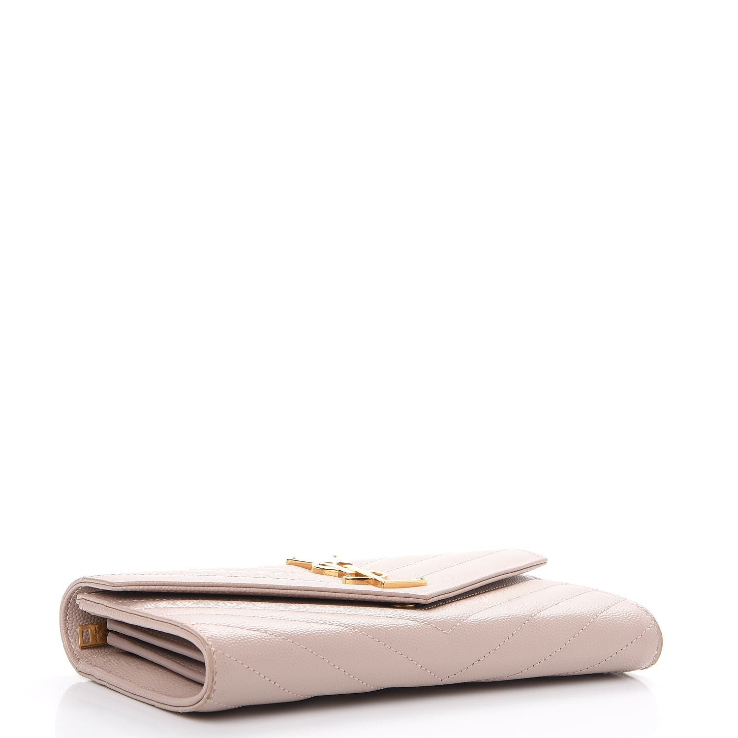 Saint Laurent Grain De Poudre Matelasse Chevron Monogram Flap Wallet Pale Pink 4 of 9