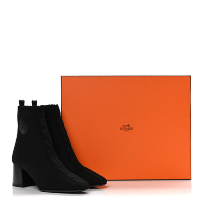 Hermes Knit Calfskin Volver Ankle Boots 37.5 Black 12 of 12
