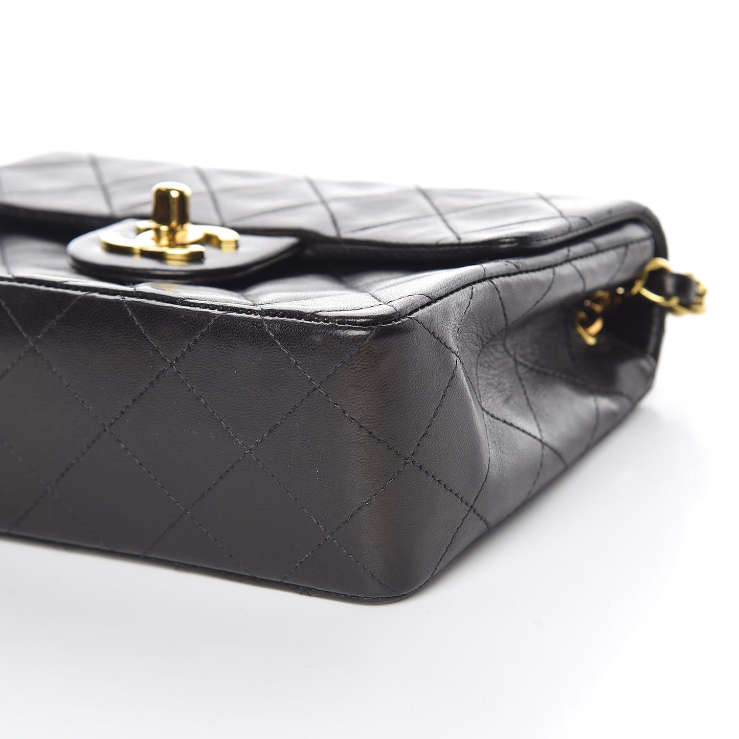 Lambskin Quilted Mini Square Flap Black