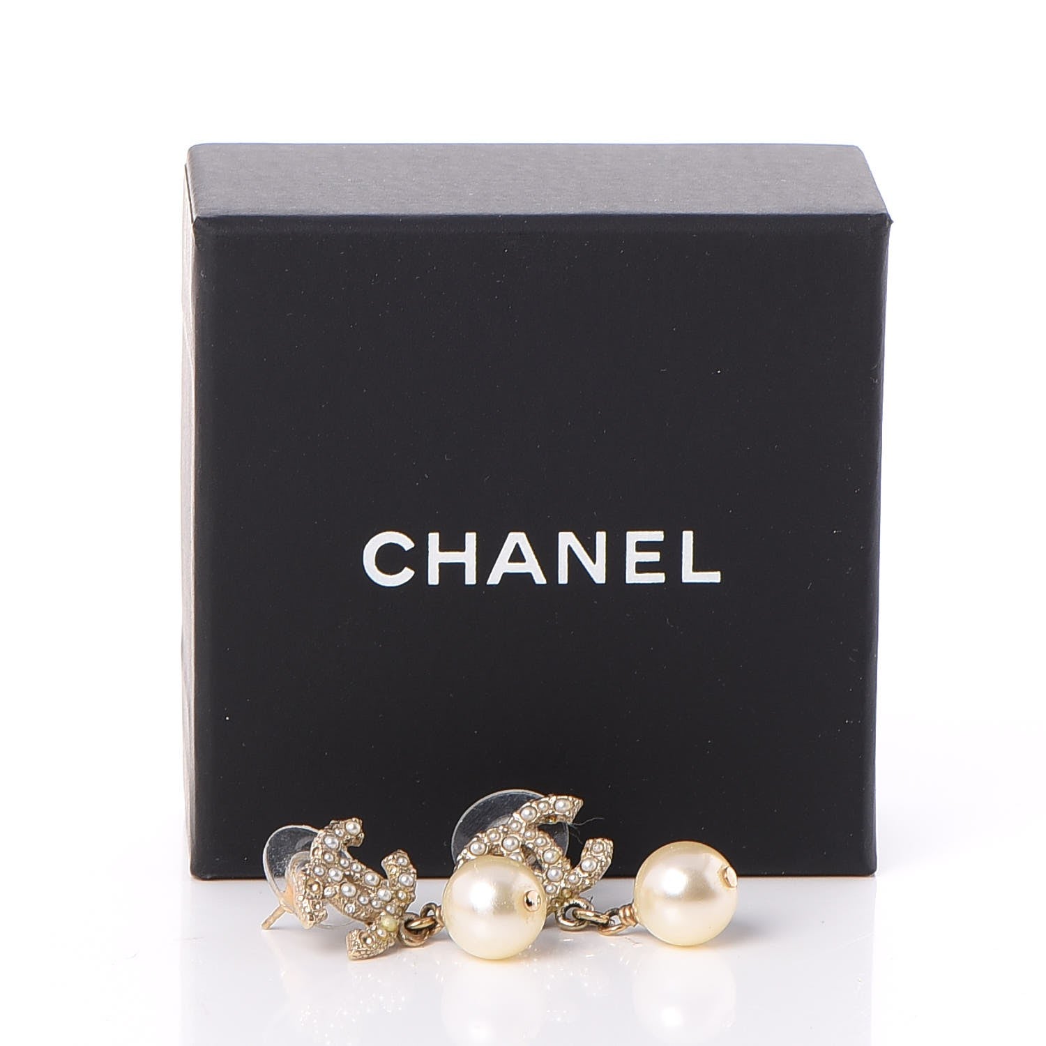 Chanel Pearl CC Drop Earrings Gold 9 of 9
