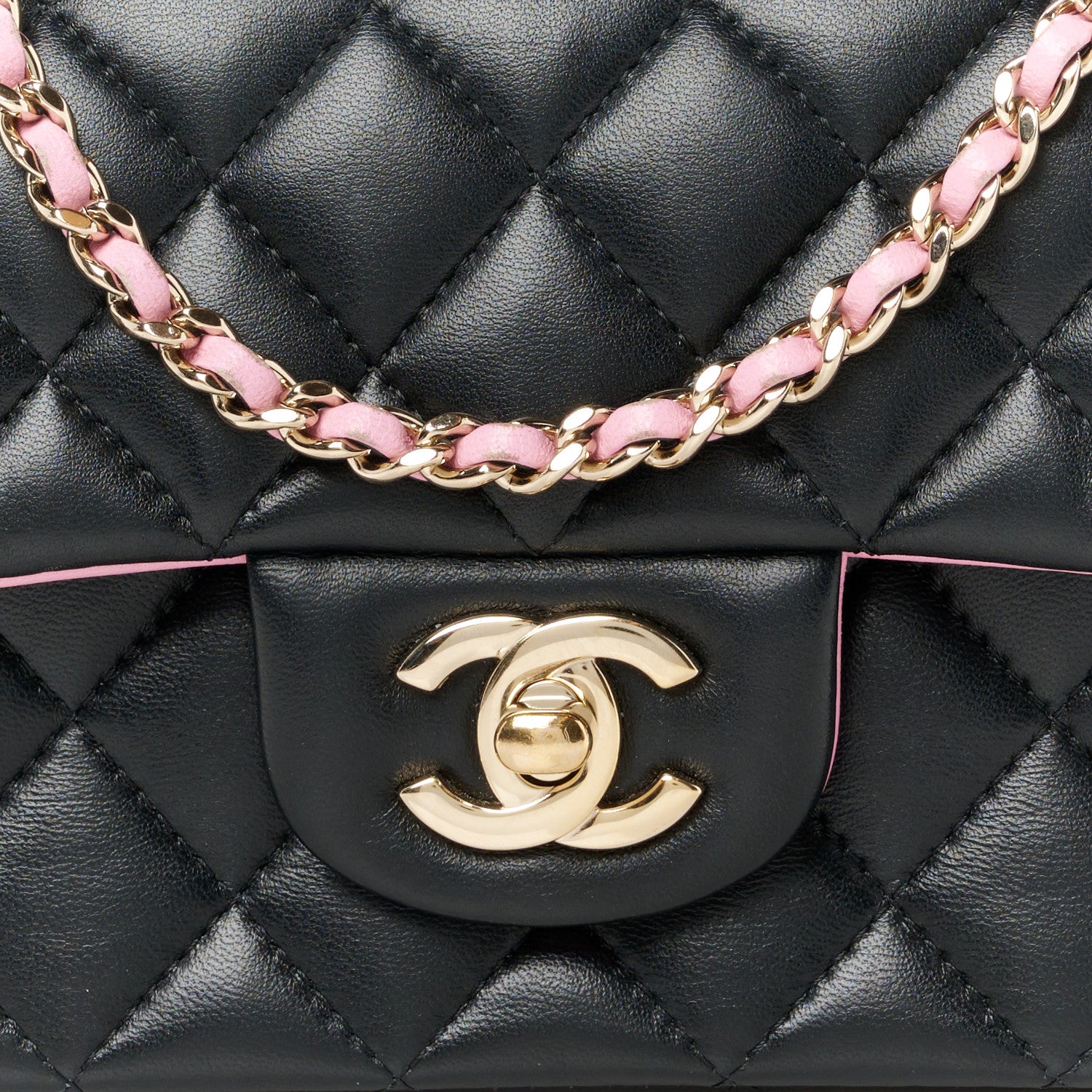 Chanel Lambskin Quilted Bi-Color Mini Top Handle Rectangular Flap Black Lilac 9 of 12