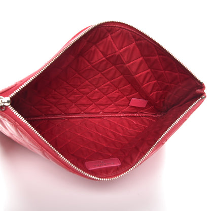 Chanel Patent Calfskin Quilted Valentine Hearts Medium O Cosmetic Case Dark Pink 5 of 9