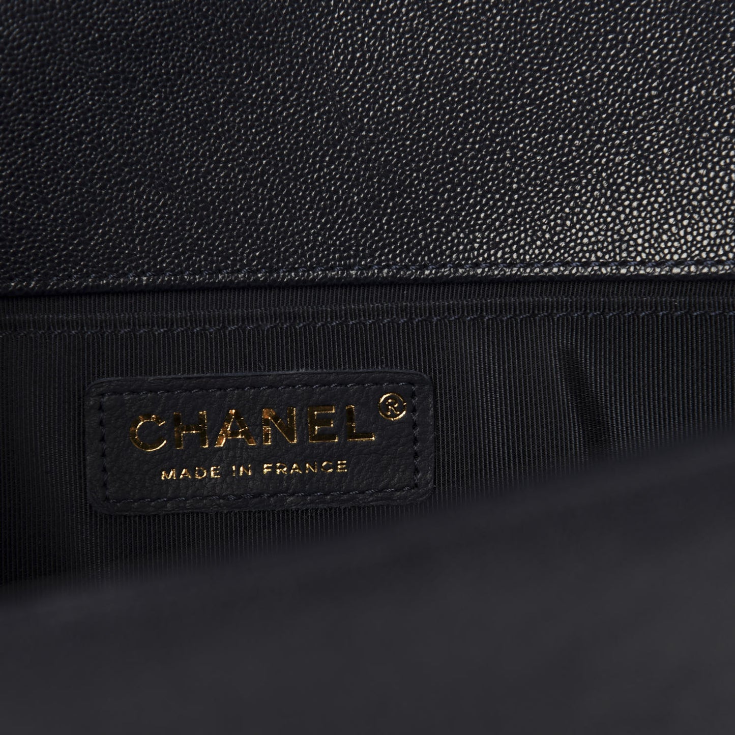 Caviar Quilted Medium Boy Flap Dark Blue