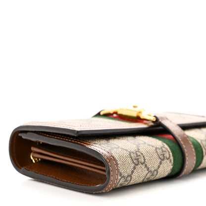 Gucci GG Supreme Monogram Azalea Calfskin Web Jackie 1961 Chain Wallet Beige Ebony Brown Sugar 9 of 13