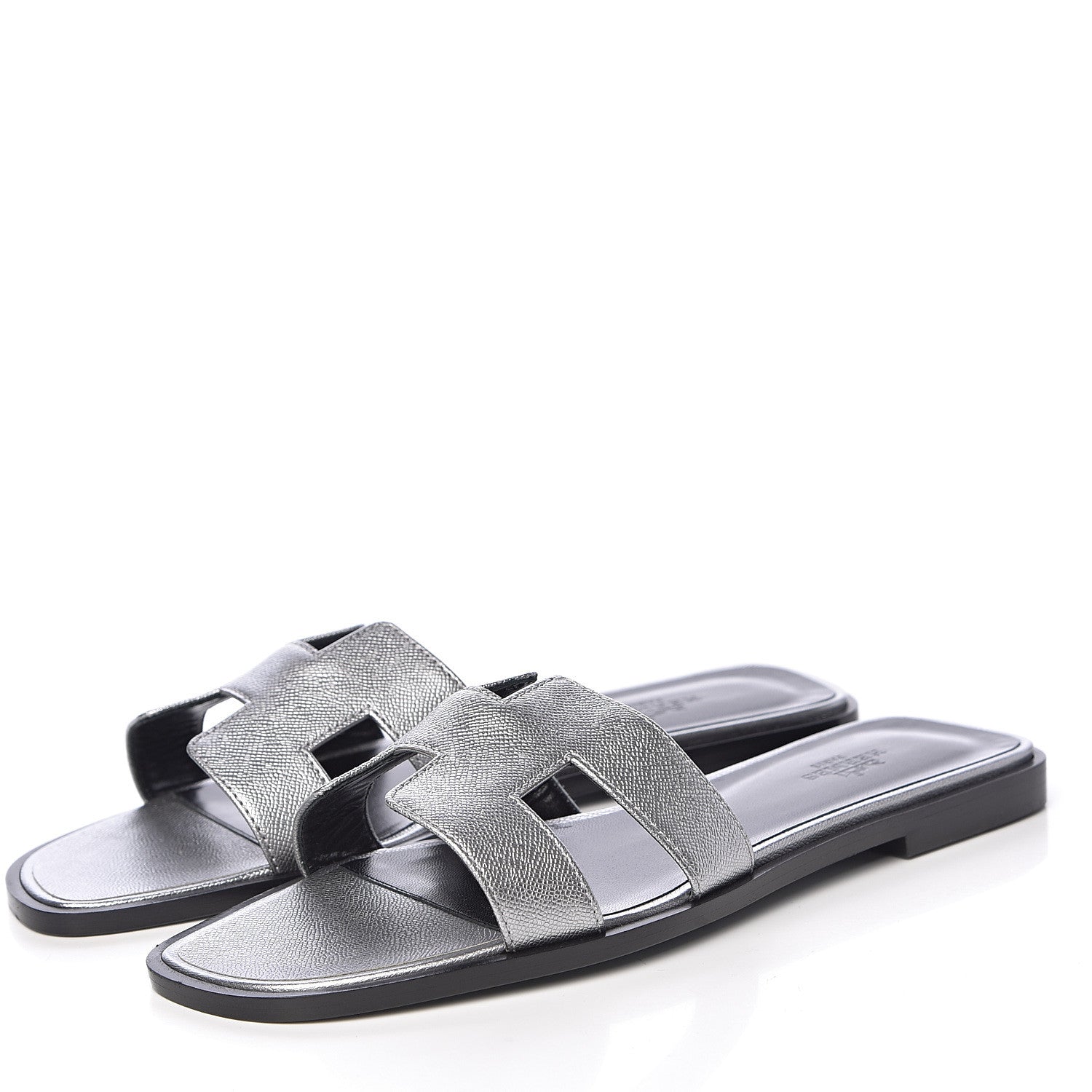 Hermes Metallic Epsom Oran Sandals 38 Argent 3 of 9